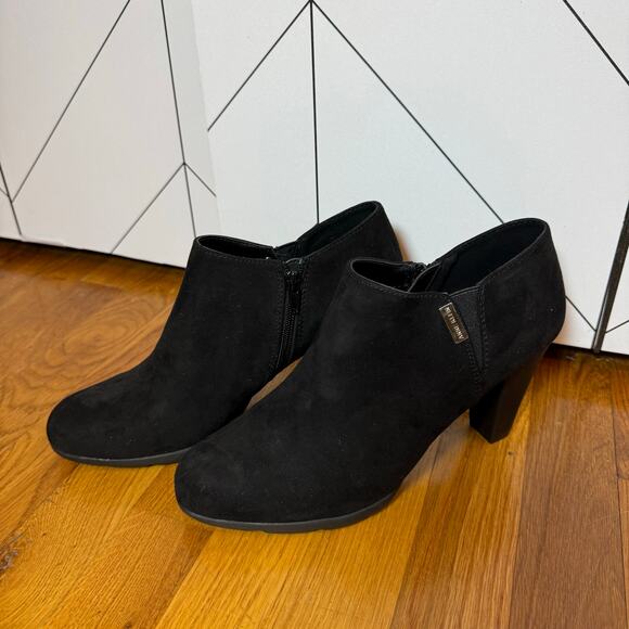 Anne Klein AK Xland iFlex Womens 9 Black Suede Round Toe High Heel Boots Booties - Picture 1 of 12